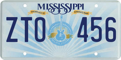 MS license plate ZTO456