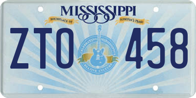 MS license plate ZTO458
