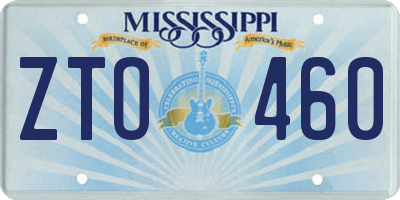MS license plate ZTO460