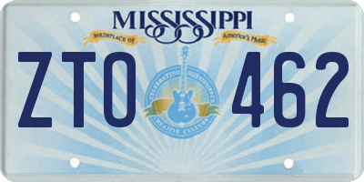 MS license plate ZTO462