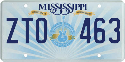 MS license plate ZTO463