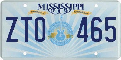 MS license plate ZTO465
