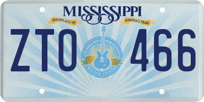 MS license plate ZTO466