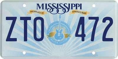MS license plate ZTO472