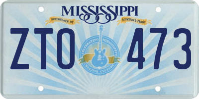 MS license plate ZTO473
