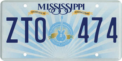 MS license plate ZTO474