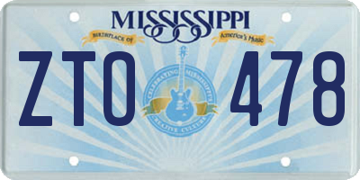 MS license plate ZTO478