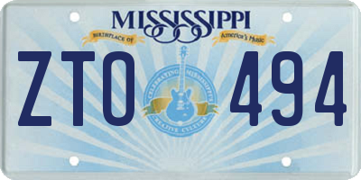 MS license plate ZTO494