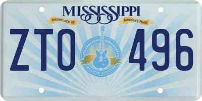MS license plate ZTO496