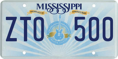 MS license plate ZTO500