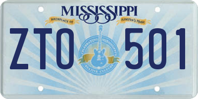 MS license plate ZTO501
