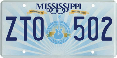 MS license plate ZTO502