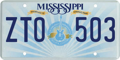 MS license plate ZTO503