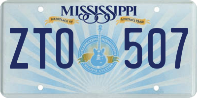 MS license plate ZTO507