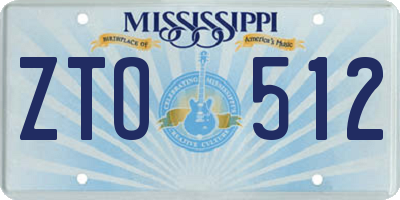 MS license plate ZTO512