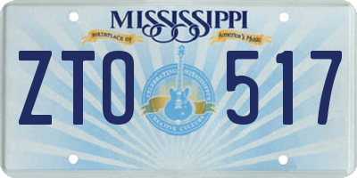 MS license plate ZTO517