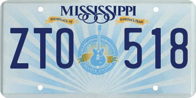MS license plate ZTO518
