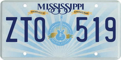 MS license plate ZTO519