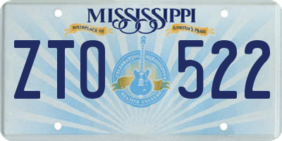 MS license plate ZTO522