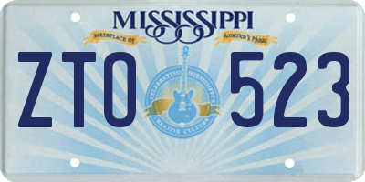 MS license plate ZTO523
