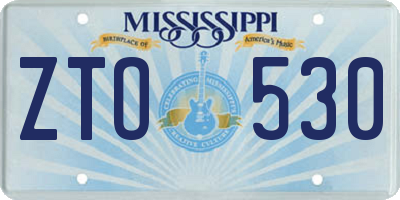 MS license plate ZTO530