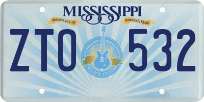 MS license plate ZTO532