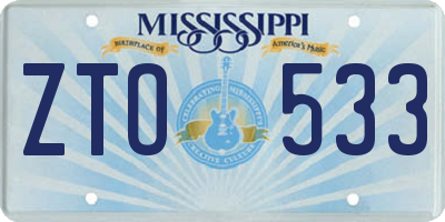 MS license plate ZTO533