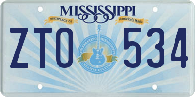 MS license plate ZTO534