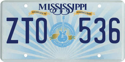 MS license plate ZTO536