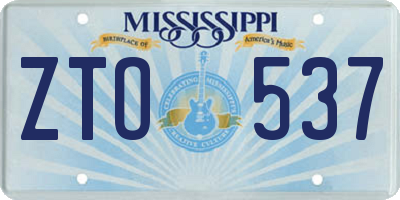 MS license plate ZTO537