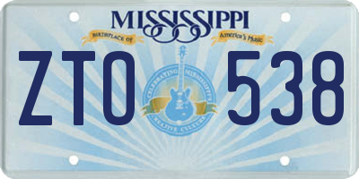 MS license plate ZTO538