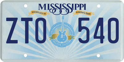 MS license plate ZTO540