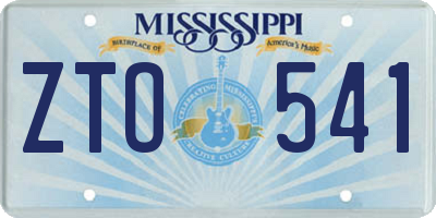 MS license plate ZTO541
