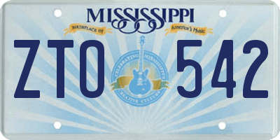 MS license plate ZTO542
