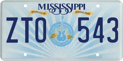 MS license plate ZTO543