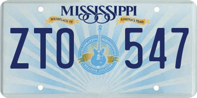 MS license plate ZTO547