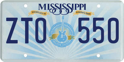 MS license plate ZTO550
