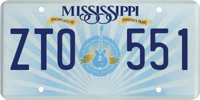 MS license plate ZTO551