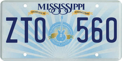 MS license plate ZTO560
