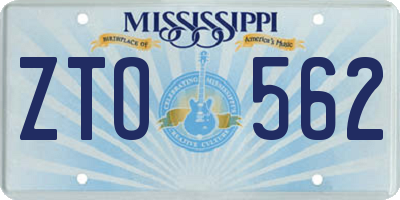 MS license plate ZTO562