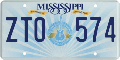 MS license plate ZTO574