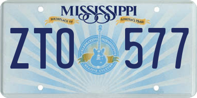 MS license plate ZTO577
