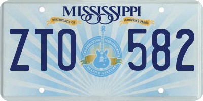 MS license plate ZTO582