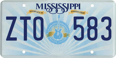 MS license plate ZTO583