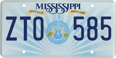 MS license plate ZTO585