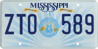 MS license plate ZTO589