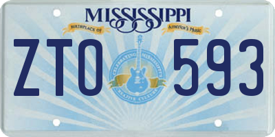 MS license plate ZTO593