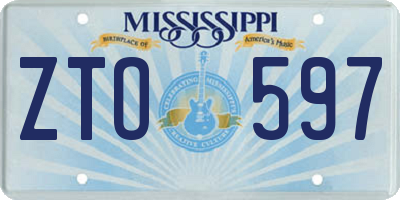 MS license plate ZTO597