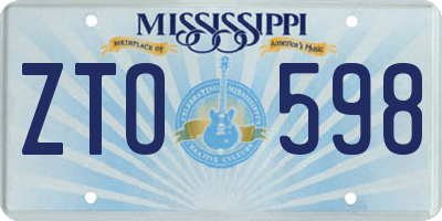 MS license plate ZTO598