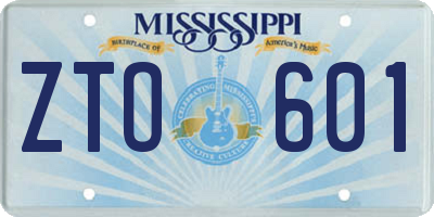 MS license plate ZTO601
